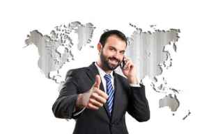 Young businessmen talking to mobile