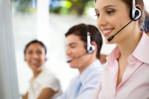 People working at a call center